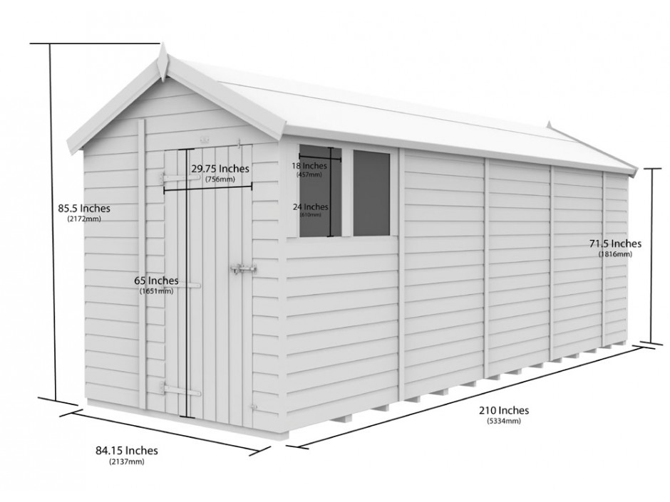 7ft x 18ft Apex Shed