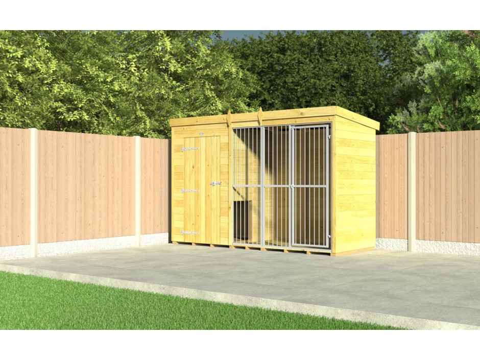 8ft X 6ft Dog Kennel and Run Full Height with Bars