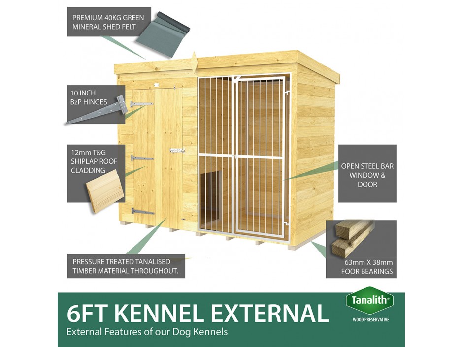 12ft X 6ft Dog Kennel and Run Full Height with Bars