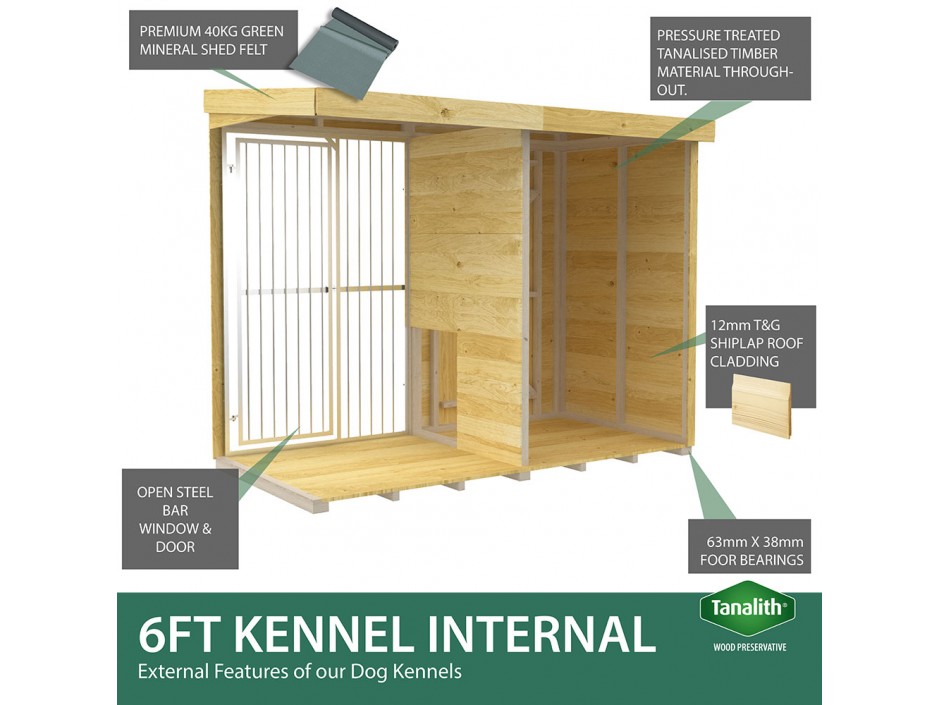 10ft X 4ft Dog Kennel and Run Full Height with Bars