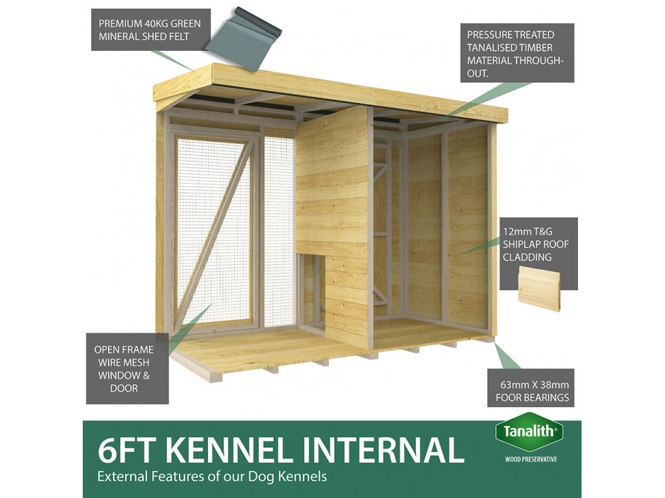 8ft X 6ft Dog Kennel and Run Full Height