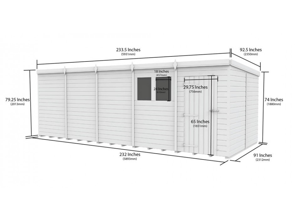20ft x 8ft Pent Shed