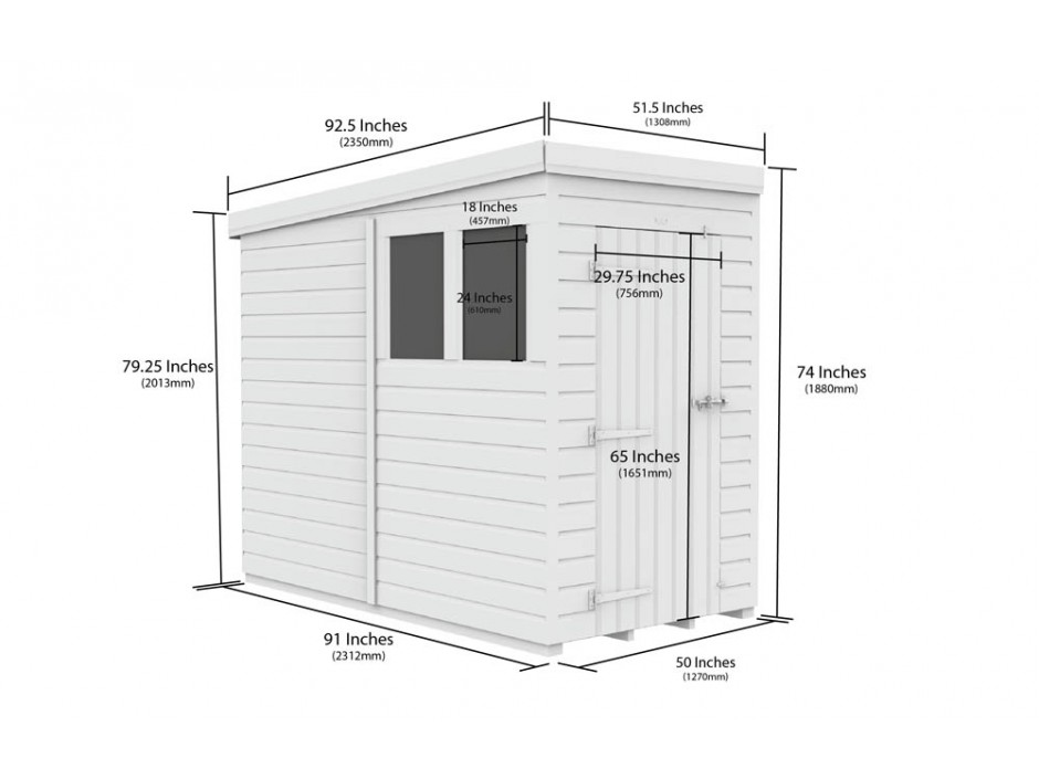 4ft x 8ft Pent Shed