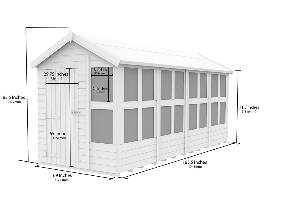 16ft x 6ft Apex Potting Shed