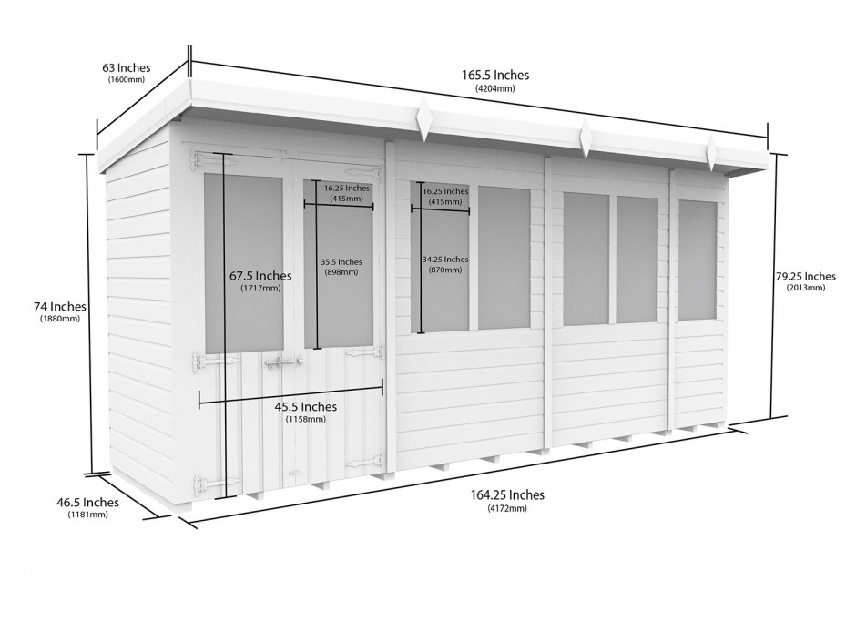 14ft x 4ft Pent Summer House