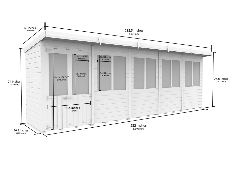 20ft x 4ft Pent Summer House