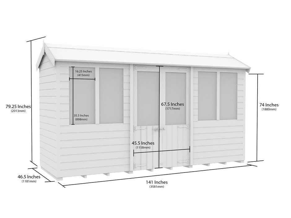 4ft x 12ft Apex Summer House