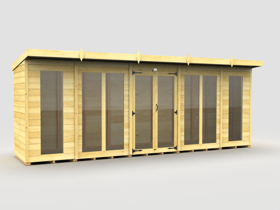 18ft x 4ft Pent Summer House (Full Height Window)