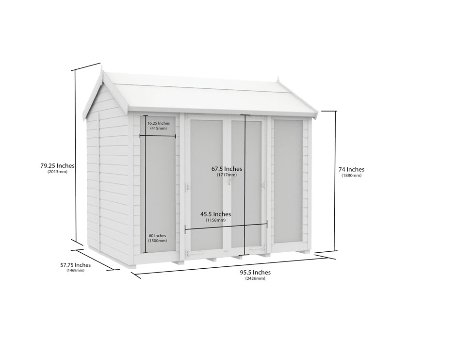 5ft x 8ft Apex Summer House (Full Height Window)