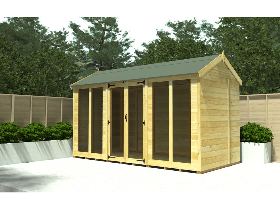 4ft x 16ft Apex Summer House (Full Height Window)