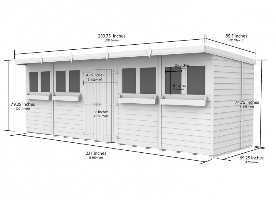 20ft x 6ft Pent Summer Shed