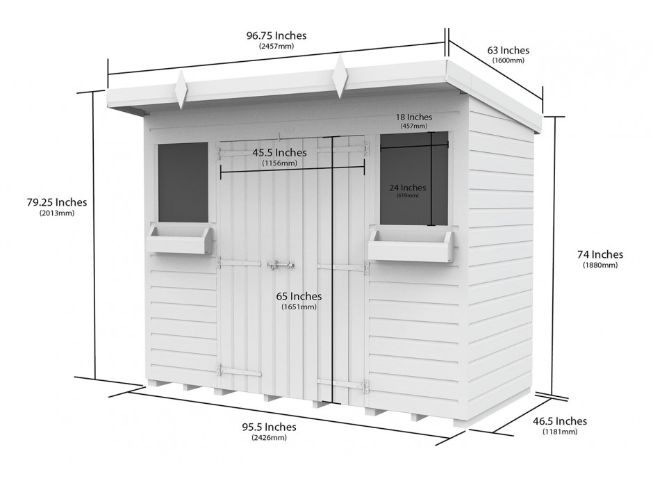 8ft x 4ft Pent Summer Shed