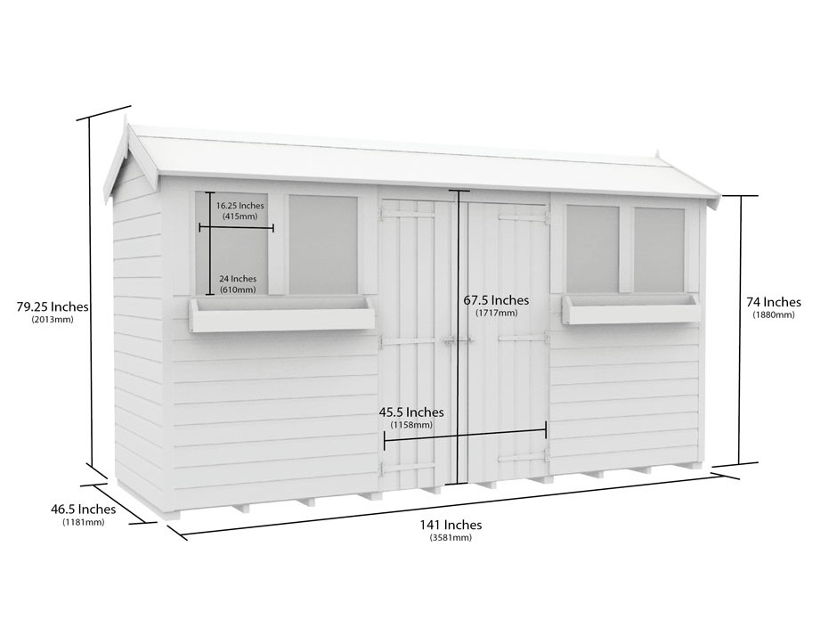 4ft x 12ft Apex Summer Shed