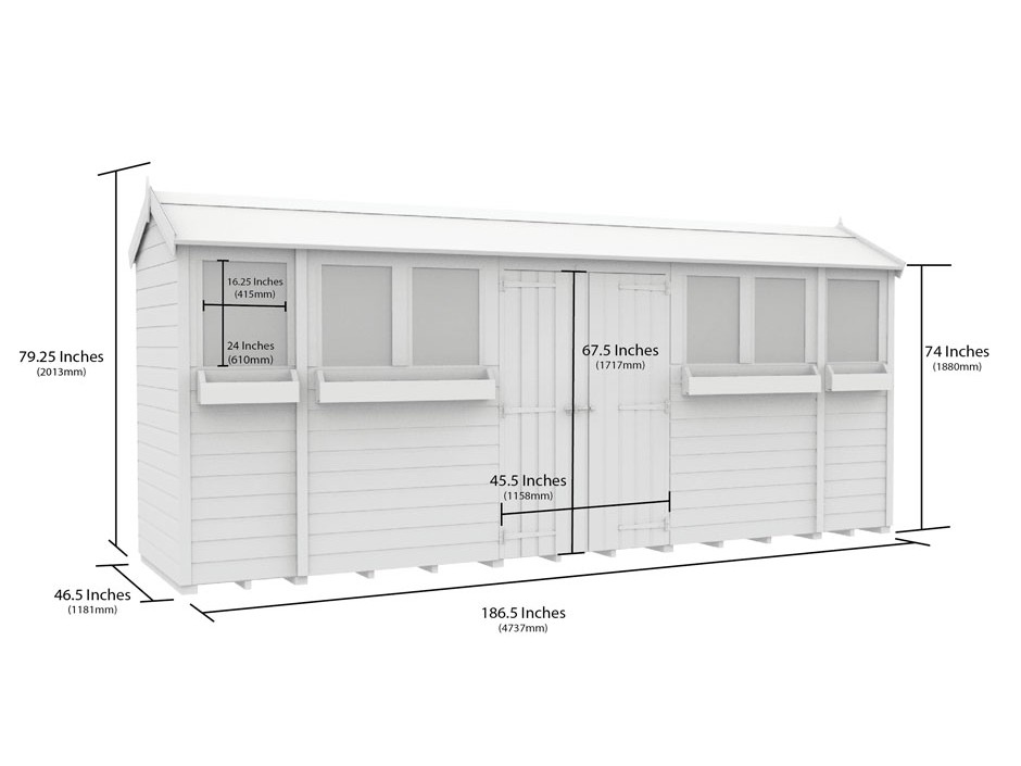 4ft x 16ft Apex Summer Shed