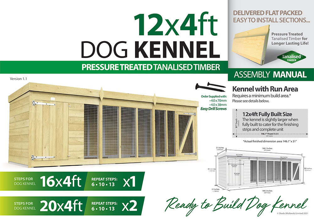 12ft x 4ft Dog Kennel assembly guide